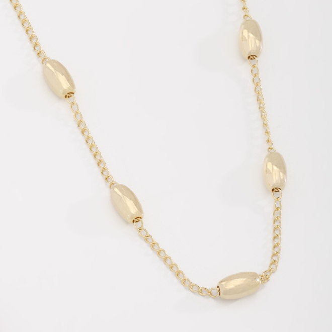GR-01975 COLAR BANHADO A OURO 18K COM DETALHES EM ESFERAS OVAIS