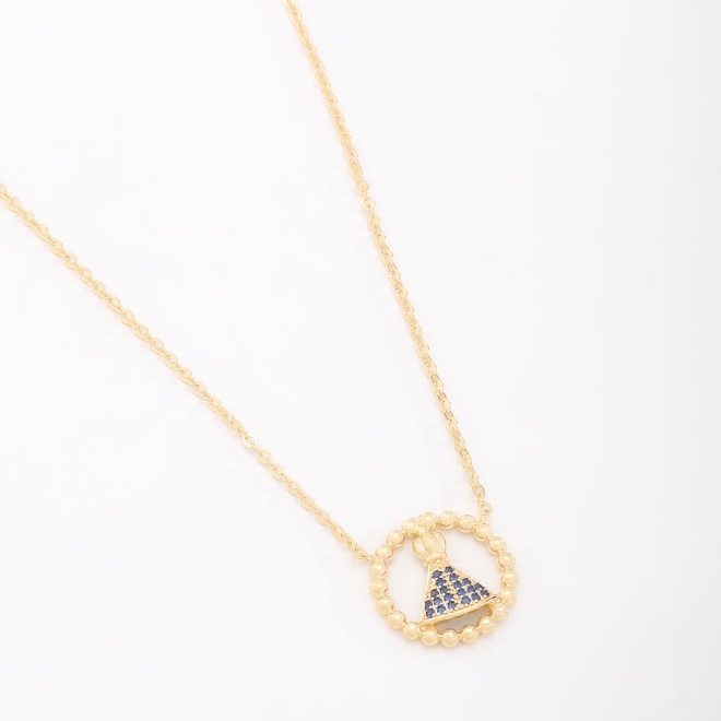 GR-02064 COLAR BANHADO A OURO 18K COM PINGENTE DE N. S. APARECIDA