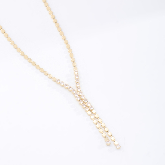 GR-02144 COLAR GRAVATINHA COM DETALHES EM ZIRCÔNIAS