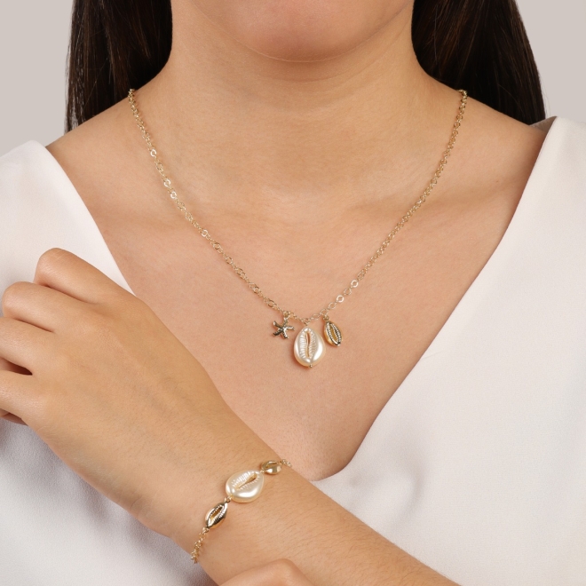 PU-00929 PULSEIRA COM DETALHES EM CONCHAS E EM MADREPÉROLA
