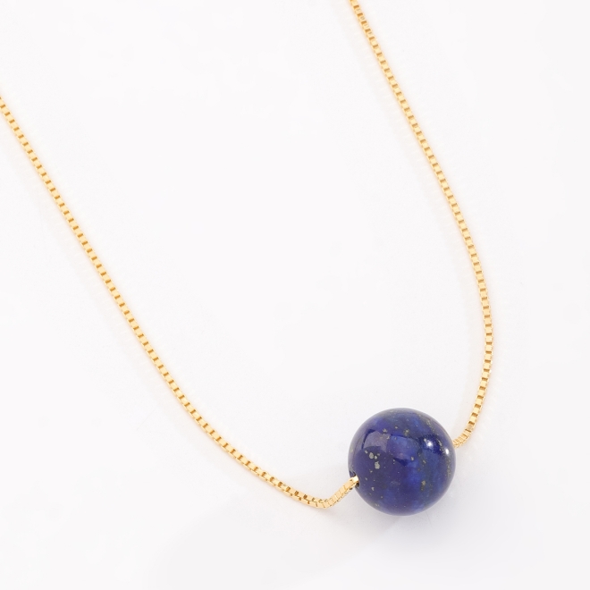 GR-02207 COLAR BANHADO A OURO 18K COM PEDRA NATURAL EM FORMATO DE BOLA