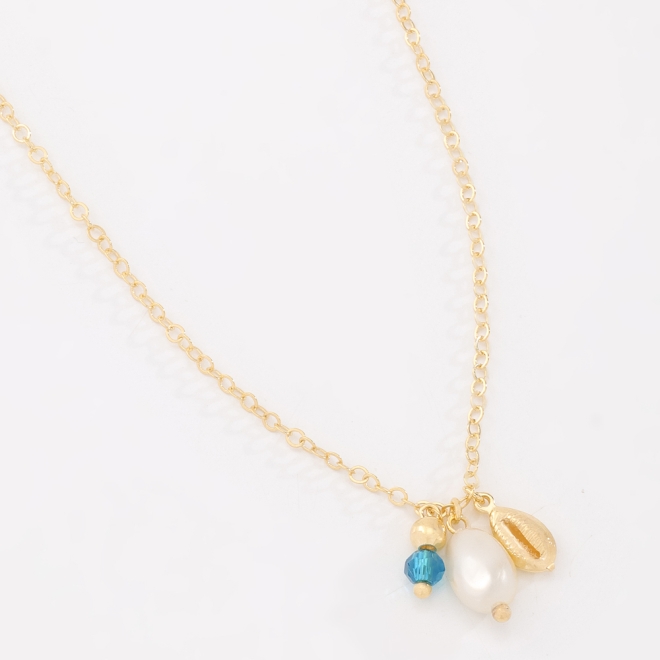 GR-02239 COLAR BANHADO A OURO 18K COM CORRENTE DELICADA E PINGENTES
