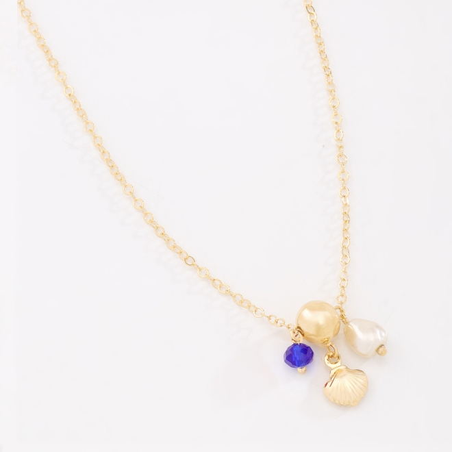 GR-02246 COLAR BANHADO A OURO 18K COM CORRENTE DELICADA E PINGENTES
