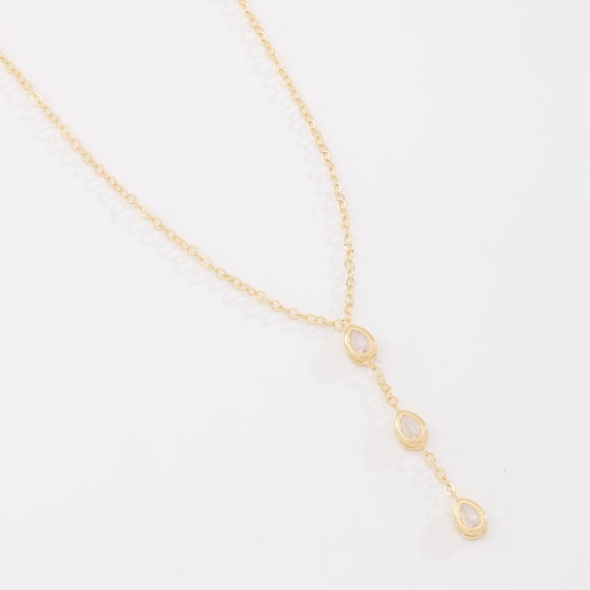 GR-02283 COLAR BANHADO A OURO 18K COM PINGENTE EM FORMATO DE GOTA E DETALHES DELICADOS COM PEDRAS COLORIDAS