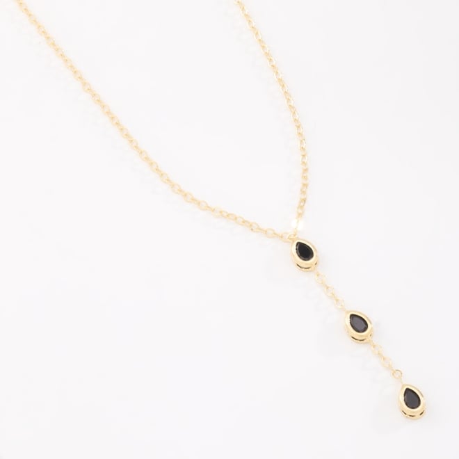 GR-02283 COLAR BANHADO A OURO 18K COM PINGENTE EM FORMATO DE GOTA E DETALHES DELICADOS COM PEDRAS COLORIDAS