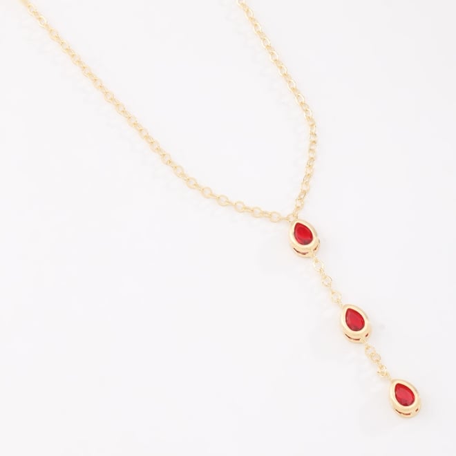 GR-02283 COLAR BANHADO A OURO 18K COM PINGENTE EM FORMATO DE GOTA E DETALHES DELICADOS COM PEDRAS COLORIDAS