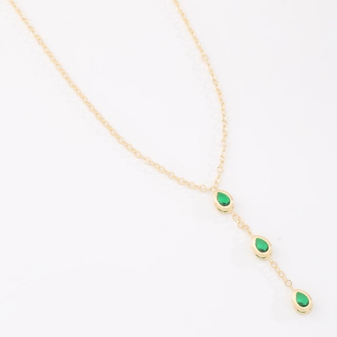 GR-02283 COLAR BANHADO A OURO 18K COM PINGENTE EM FORMATO DE GOTA E DETALHES DELICADOS COM PEDRAS COLORIDAS