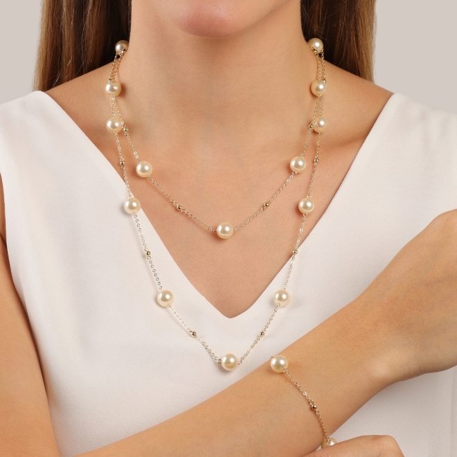 PU-00970 PULSEIRA BANHADA A OURO 18K COM DETALHES EM PÉROLAS