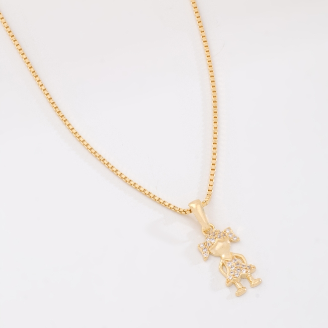 GR-02385 GARGANTILHA BANHADA A OURO 18K COM PINGENTE DE MENINA