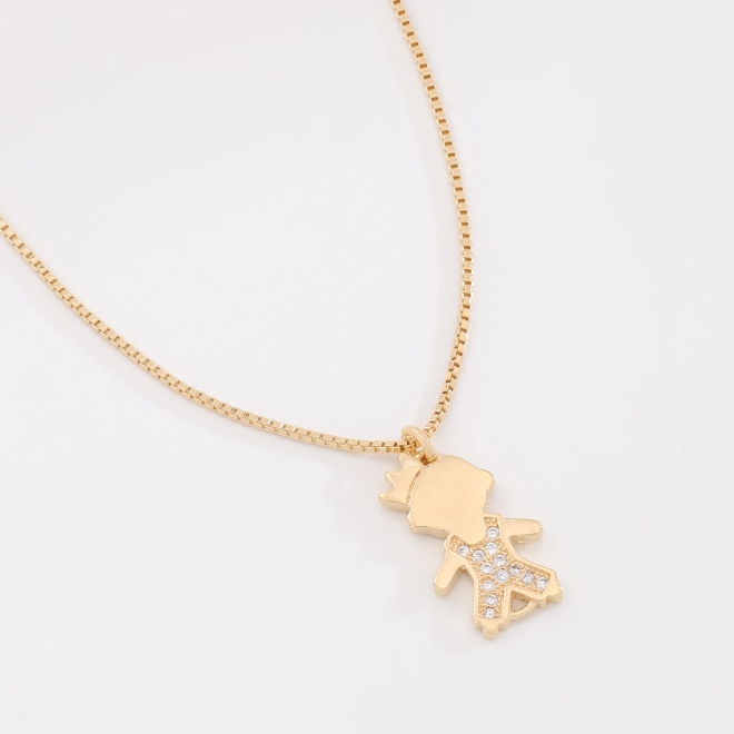 GR-02387 GARGANTILHA BANHADA A OURO 18K COM PINGENTE DE MENINA