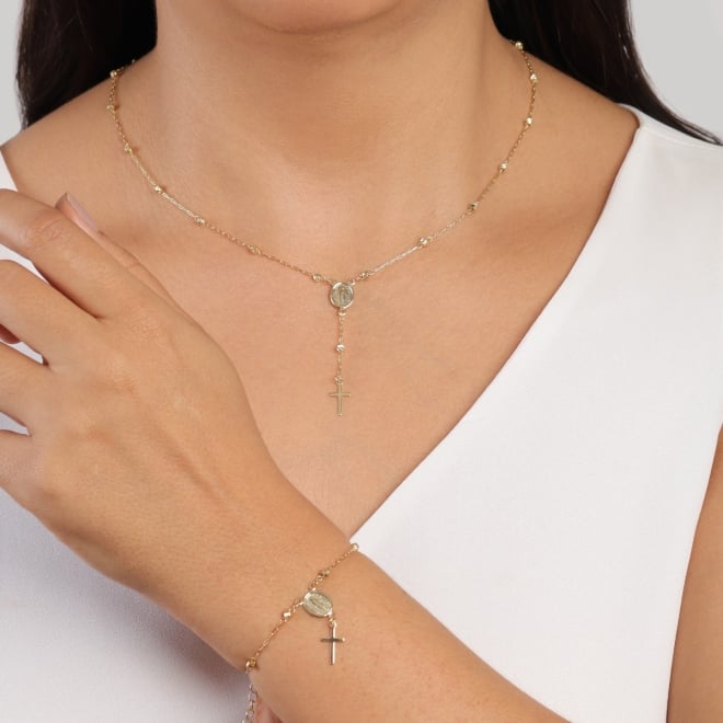 PU-01035 PULSEIRA DE TERÇO E MEDALHA DE NOSSA SENHORA DAS GRAÇAS