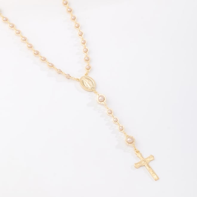 GR-02544-TERÇO NOSSA SENHORA DAS GRAÇAS COM PÉROLAS