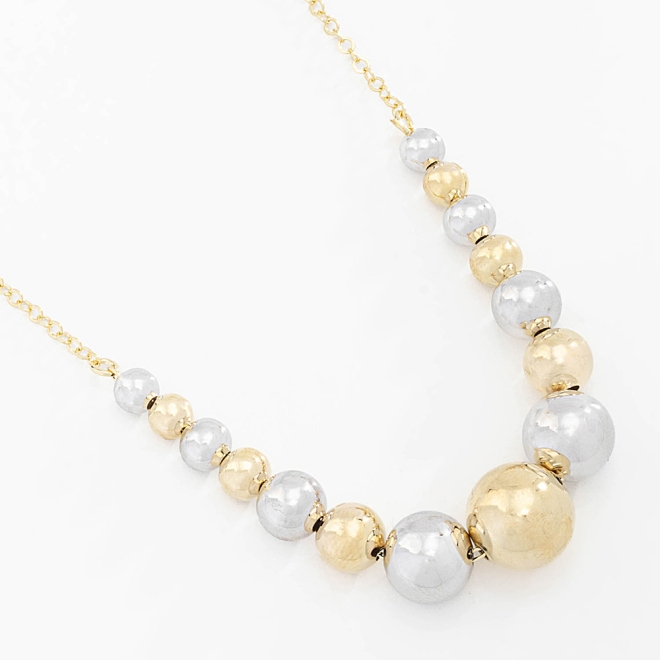 GRM-01637 COLAR BANHADO A OURO 18K COM MIX DE BANHO OURO 18K E RÓDIO E ESFERAS POLIDAS