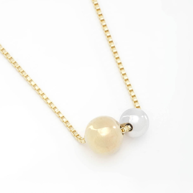 GRM-01705 COLAR BANHADO A OURO 18K COM CORRENTE VENEZIANA E PINGENTES EM ESFERAS
