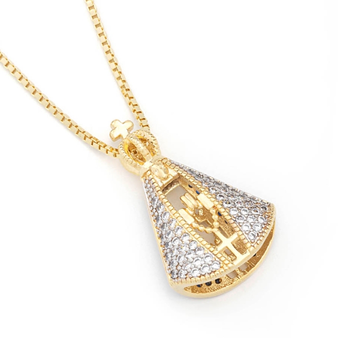 GRRN-01640 COLAR NOSSA SENHORA APARECIDA EM ZIRCÔNIAS