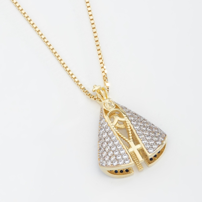 GRRN-01750 COLAR COM PINGENTE DE NOSSA SENHORA APARECIDA