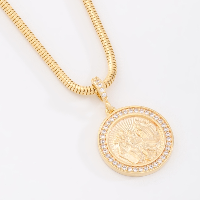 GX-0089 GARGANTILHA BANHADA A OURO 18K COM CORRENTE ESTILO FITA LAMINADA