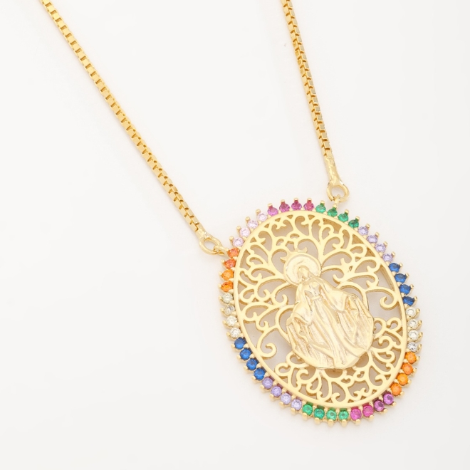 GX-0219 COLAR DE NOSSA SENHORA COM ZIRCÔNIAS