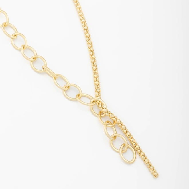 GX-0244 COLAR BANHADO A OURO 18K COM CORRENTE TEXTURIZADA E DETALHES EM ELOS