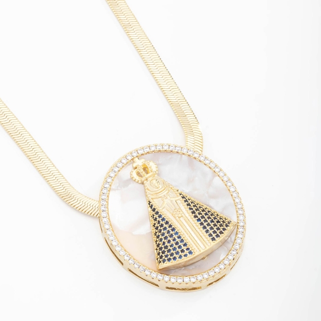 GX-0334 COLAR COM PINGENTE DE NOSSA SENHORA APARECIDA