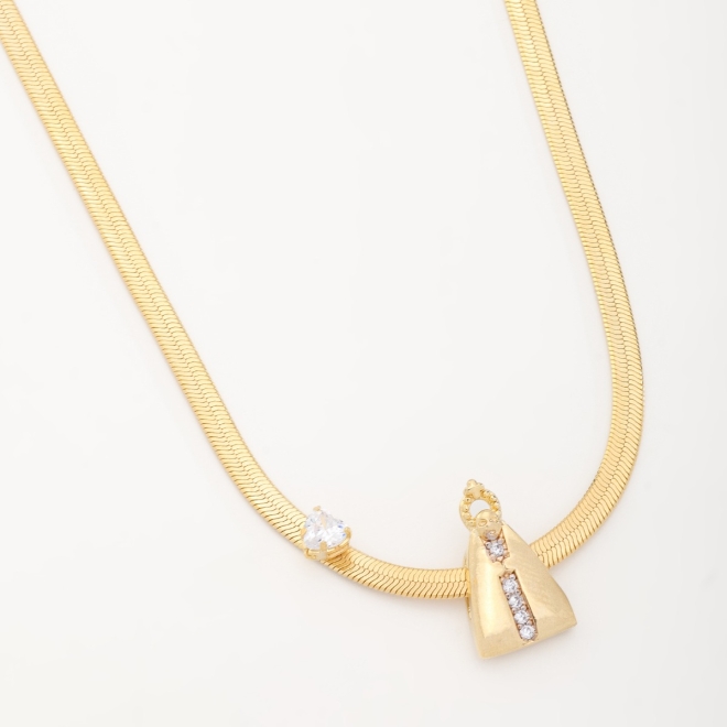GXR-0027 COLAR COM PINGENTE DE NOSSA SENHORA EM ZIRCÔNIAS