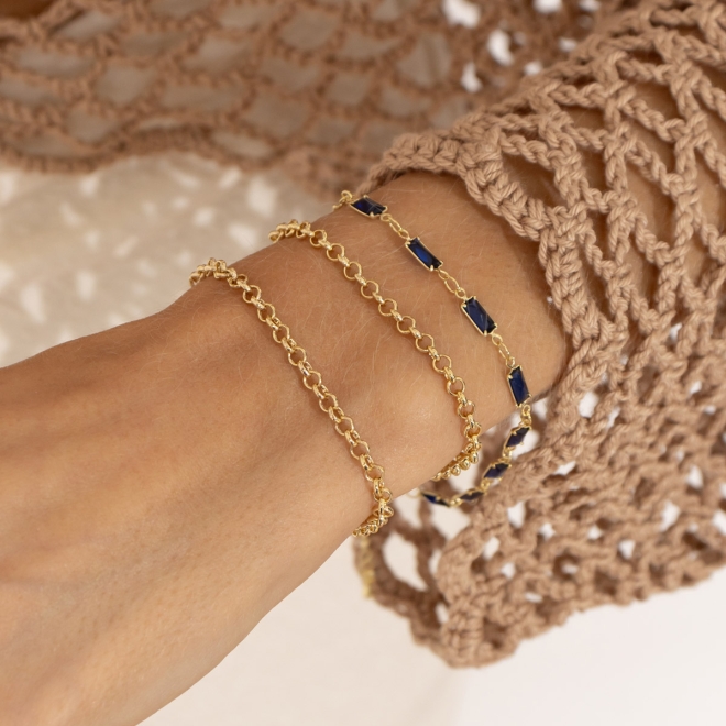 PU-00957 PULSEIRA BANHADA A OURO 18K COM PEDRAS RETANGULARES LAPIDADAS