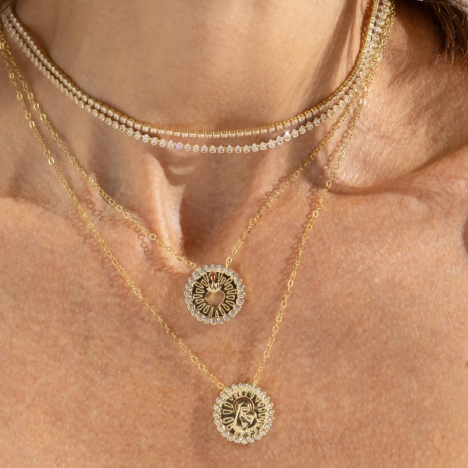 CH-0121 CHOKER BANHADO A OURO 18K COM FILEIRA DE ZIRCÔNIAS CRAVEJADA