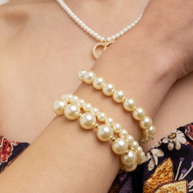 PU-00504 PULSEIRA BANHADA A OURO 18K COM PÉROLAS E FECHO REGULÁVEL