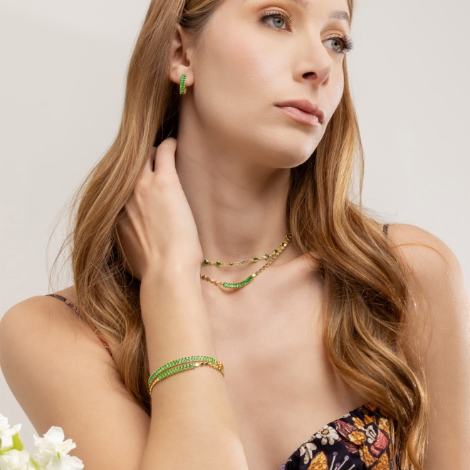 PU-00880-PULSEIRA COM DETALHES EM ZIRCÔNIAS  LAPIDADAS