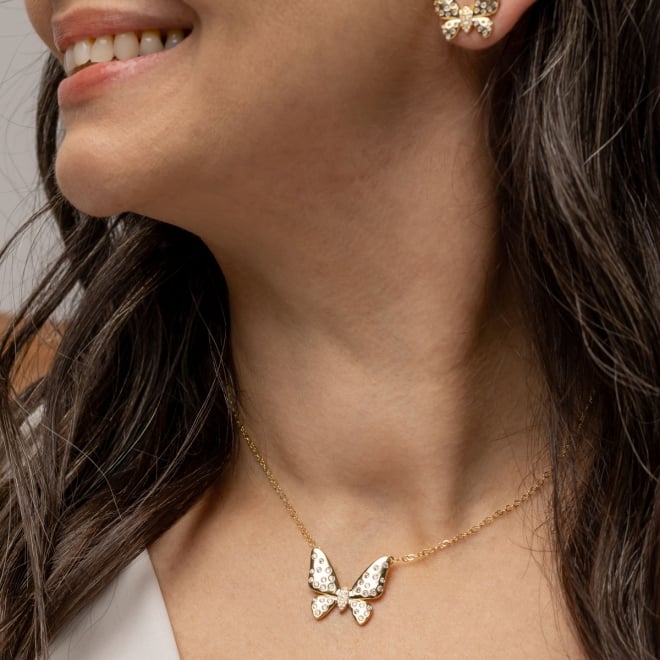 CJ-00393 CONJUNTO BANHADO A OURO 18K COM DESIGN DE BORBOLETA