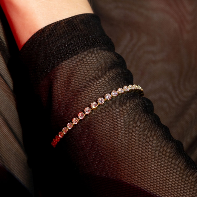 PU-00234 PULSEIRA BANHADA A OURO 18K ESTILO RIVIERA COM ZIRCÔNIAS