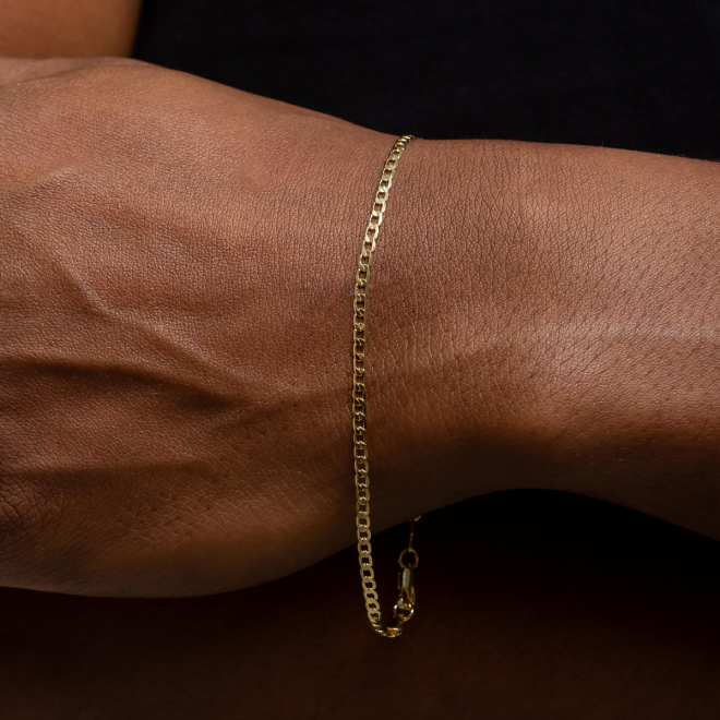 PR-0036-PULSEIRA BANHADA A OURO 18K COM CORRENTE EM ELO GRUMET E DESIGN CLÁSSICO