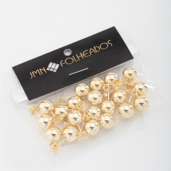 KBF-0004 KIT COM 10 PARES DE BRINCOS BANHADOS A OURO 18K COM DESIGN EM ESFERAS