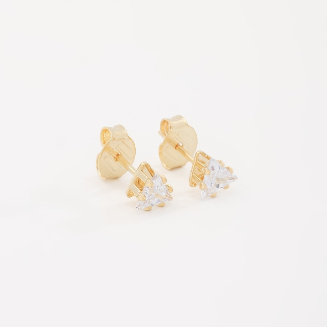 KBF-0037 KIT COM 10 BRINCOS ZIRCONIAS DE TRIÂNGULOS MÉDIOS