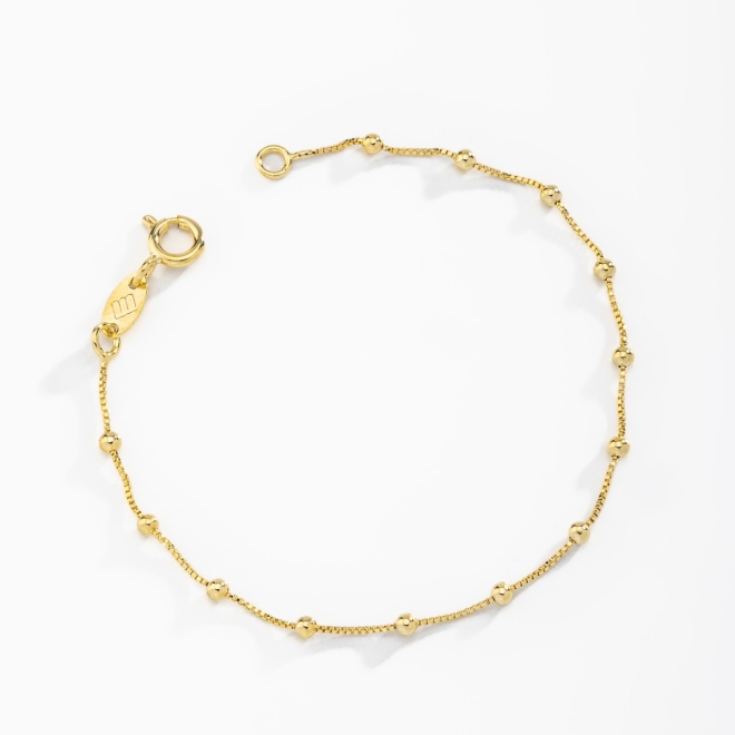 KPI-0017 PULSEIRA BANHADA A OURO 18K COM ESFERAS