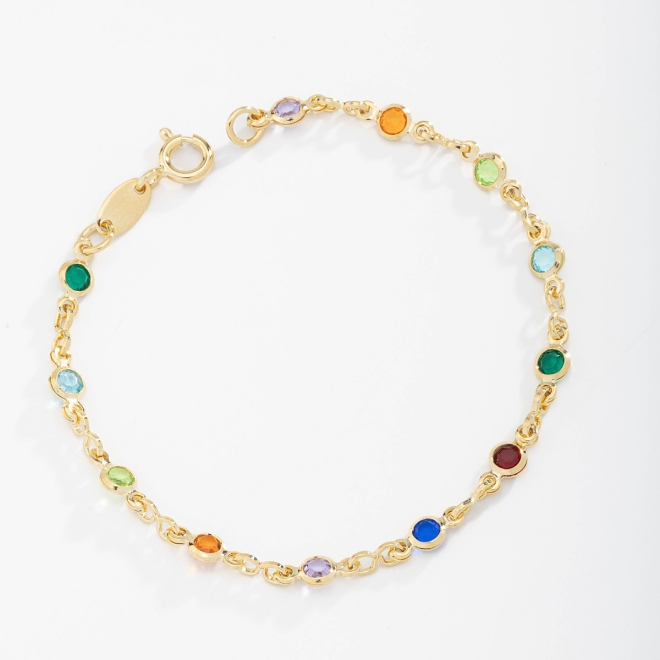 KPI-0021  KIT PULSEIRA INFANTIL COM ZIRCÔNIAS COLORIDA