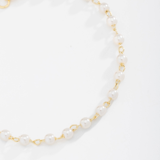 KPI-0042 KIT PULSEIRA INFANTIL BANHADA A OURO 18K COM PÉROLAS