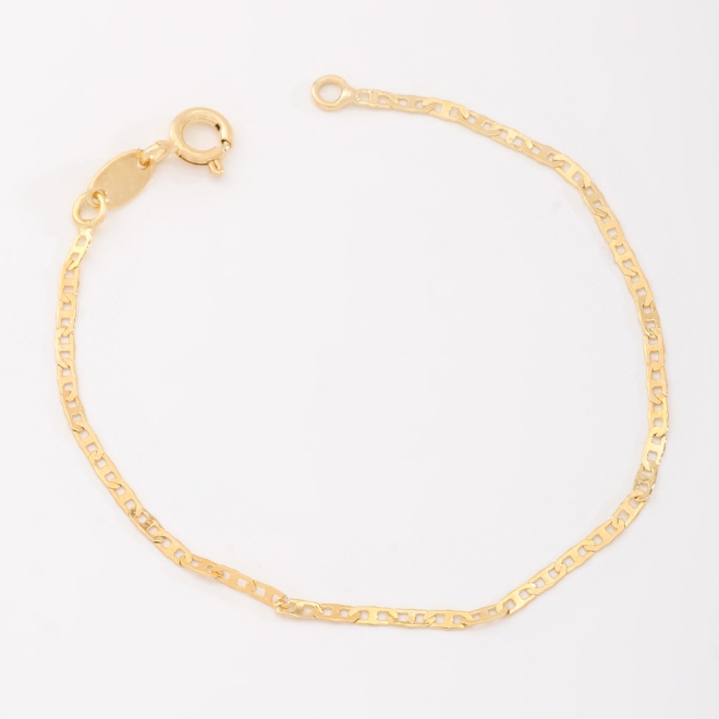 KPRI-0003 KIT COM 3 PULSEIRAS INFANTIL BANHADAS A OURO 18K COM ELO PIASTRINI 