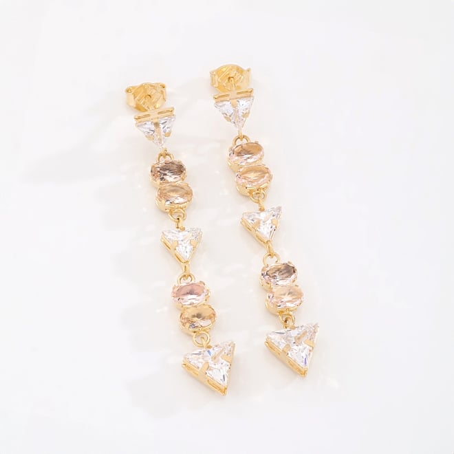 OUTB-14880 BRINCO BANHADO A OURO 18K COM PEDRAS LAPIDADAS EM FORMATO TRILLION E OVAIS