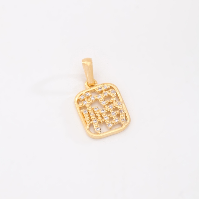 OUTPG-0618 PINGENTE BANHADO A OURO 18K COM DETALHE VAZADO CRAVEJADO EM ZIRCÔNIAS