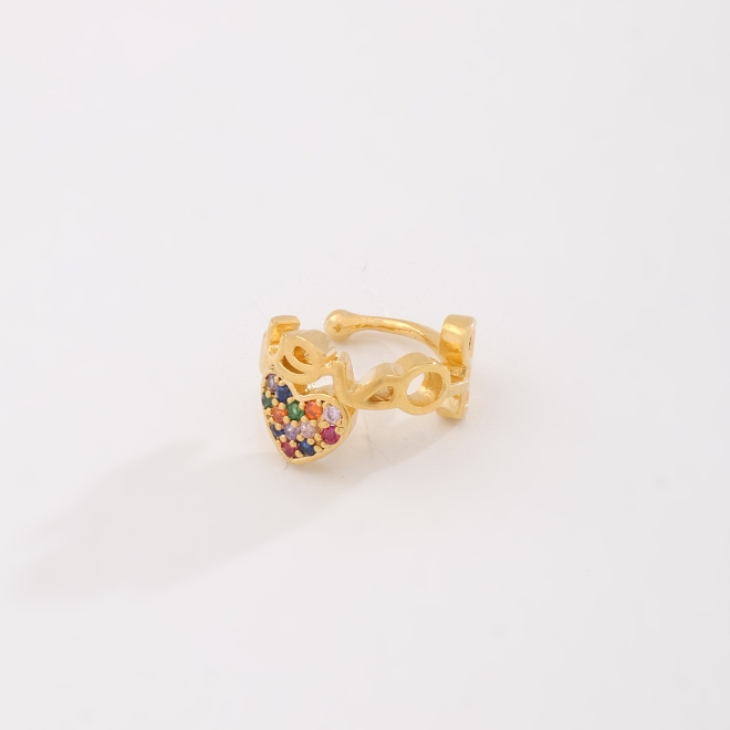 PC-00015 PIERCING BANHADO A OURO 18K COM DESIGN ESCRITA LOVE E PINGENTE EM DE CORAÇÃO CRAVEJADO