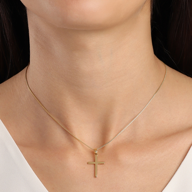 PG-00008 PINGENTE BANHADO A OURO 18K EM FORMATO DE CRUZ LISA