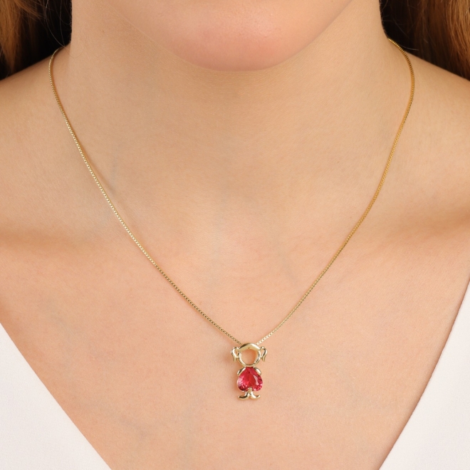 PG-00084 PINGENTE BANHADO A OURO 18K DE MENINA E ZIRCÔNIA.