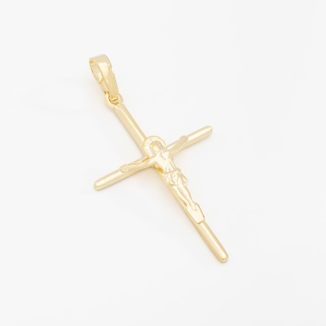 PG-00137 PINGENTE BANHADO A OURO 18K EM FORMATO DE CRUCIFIXO COM CRISTO