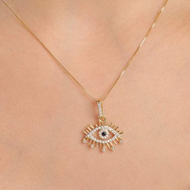 PG-00220 PINGENTE BANHADO A OURO 18K  DE OLHO GREGO