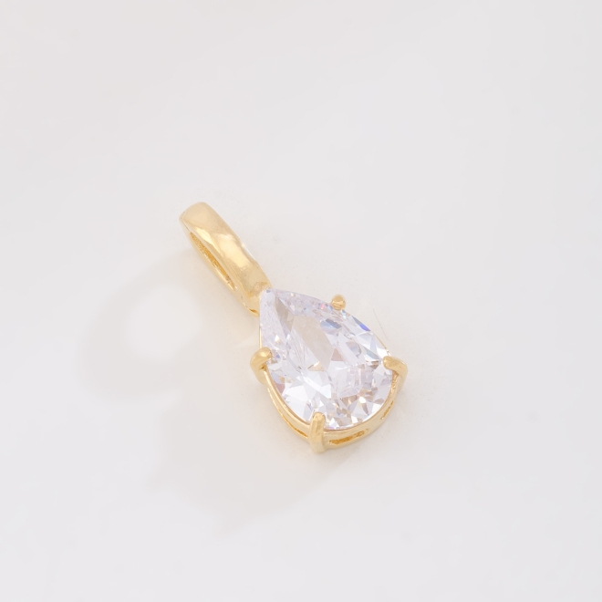 PG-00238-PINGENTE BANHADO A OURO 18K COM PEDRA DE GOTA