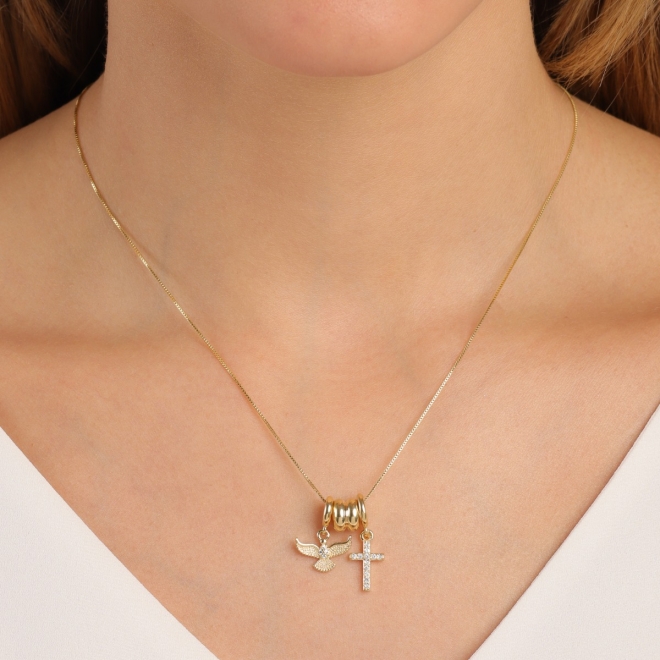 PG-00250 PINGENTE BANHADO A OURO 18K COM SEPARADOR DUPLO DESIGN EM AROS