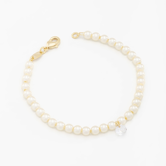 PI-00084 PULSEIRA INFANTIL COM PÉROLAS E PONTO DE LUZ