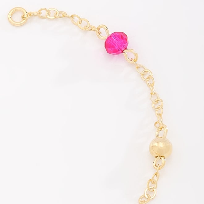 PI-00094 PULSEIRA INFANTIL BANHADA A OURO 18K COM DETALHES EM PÉROLA E PEDRAS COLORIDAS
