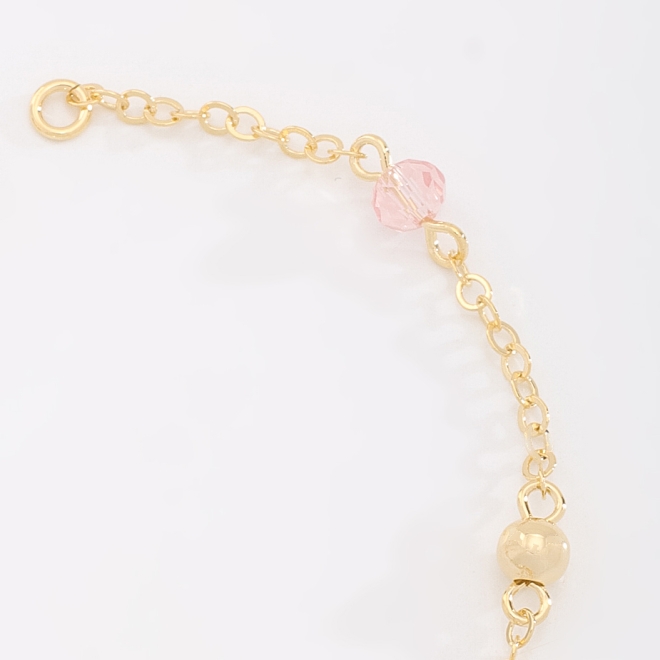 PI-00094 PULSEIRA INFANTIL BANHADA A OURO 18K COM DETALHES EM PÉROLA E PEDRAS COLORIDAS